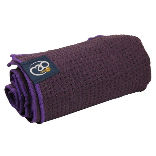 serviette tapis de yoga antidérapante aubergine - Yoga Mad