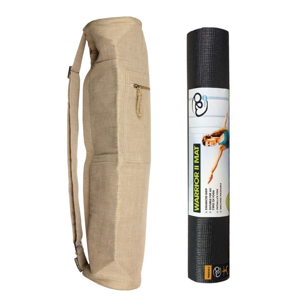 Kit de Yoga Warrior avec sac beige et tapis gris foncé - Stelvoren