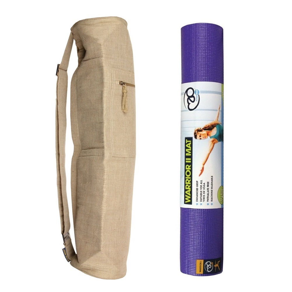 Kit de Yoga Warrior avec sac beige et tapis violet - Stelvoren