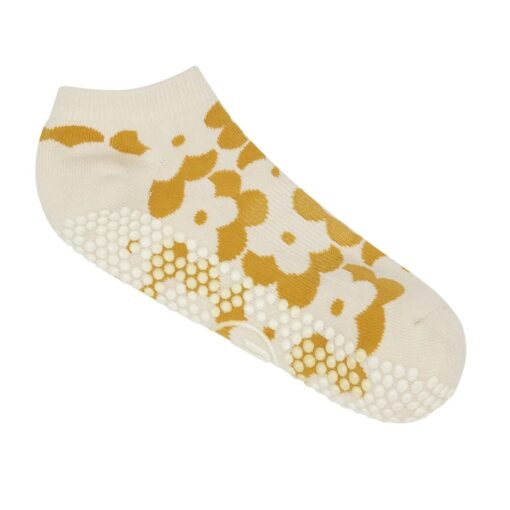 Chaussettes de Pilates Low Rise Grip Socks - Retro Daisy Sand