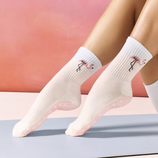 Nouvelles Chaussettes antidérapantes Crew Deco Flamingo